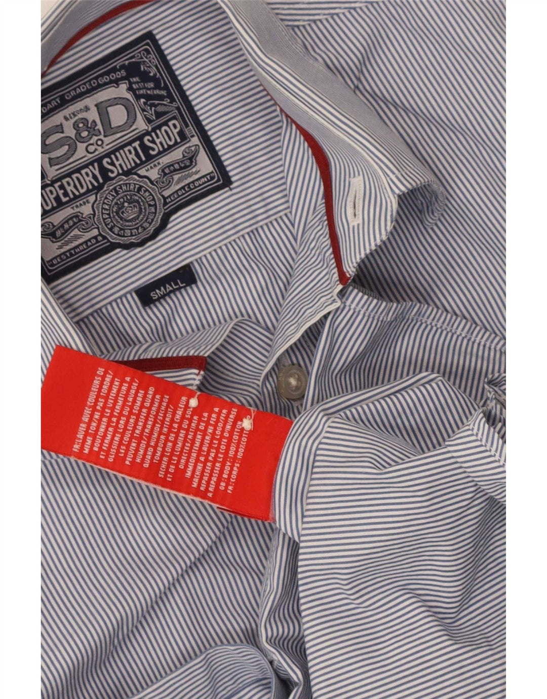 Superdry Herren-Hemd aus Baumwolle mit kleinen blauen Nadelstreifen