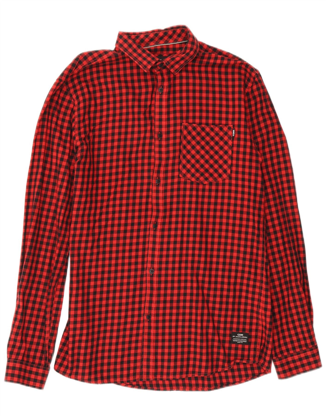 Jack & Jones Herrenhemd, großes rotes Gingham-Karomuster