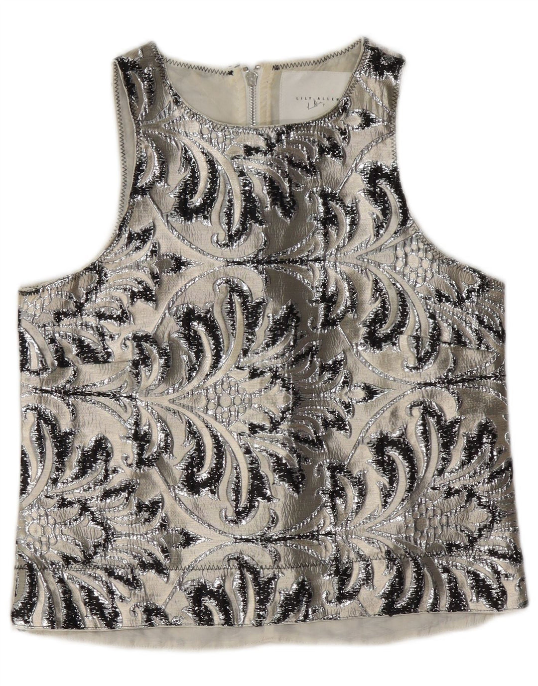 Vintage Damen Ärmelloses Blusentop UK 10 Kleines graues Paisley-Polyester