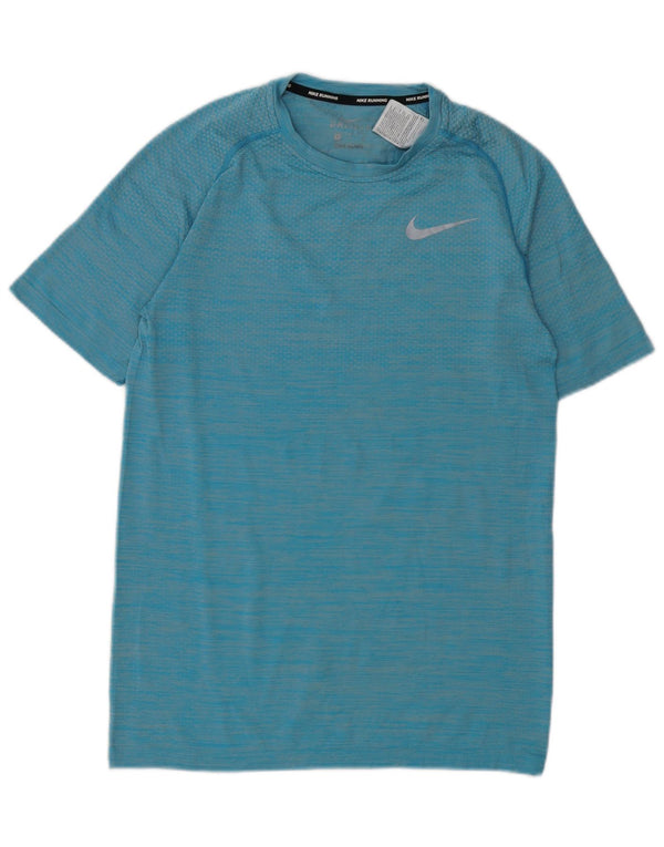 Nike Herren Dri Fit T-Shirt Top Small Blaues Nadelstreifen-Nylon