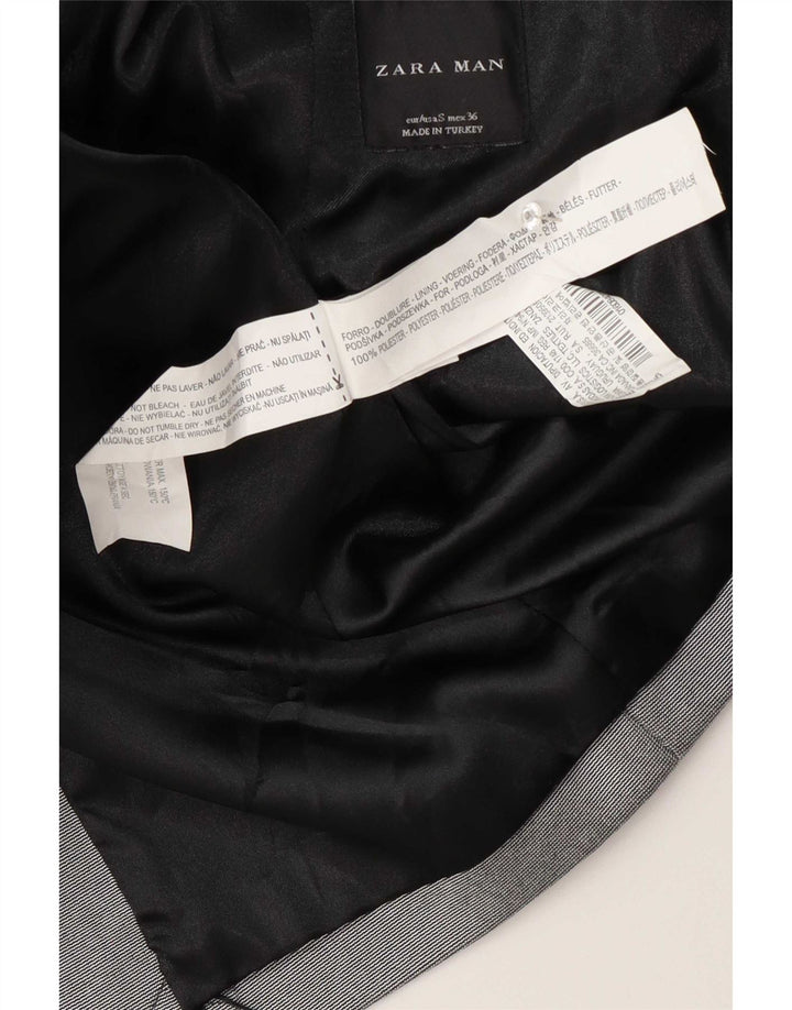 Zara Herren 1-Knopf-Blazerjacke UK 36 Small Grau Polyester