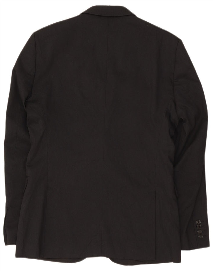 Zara Herren-Blazer mit 2 Knöpfen, EU 50, mittelschwarz, Nadelstreifen-Viskose