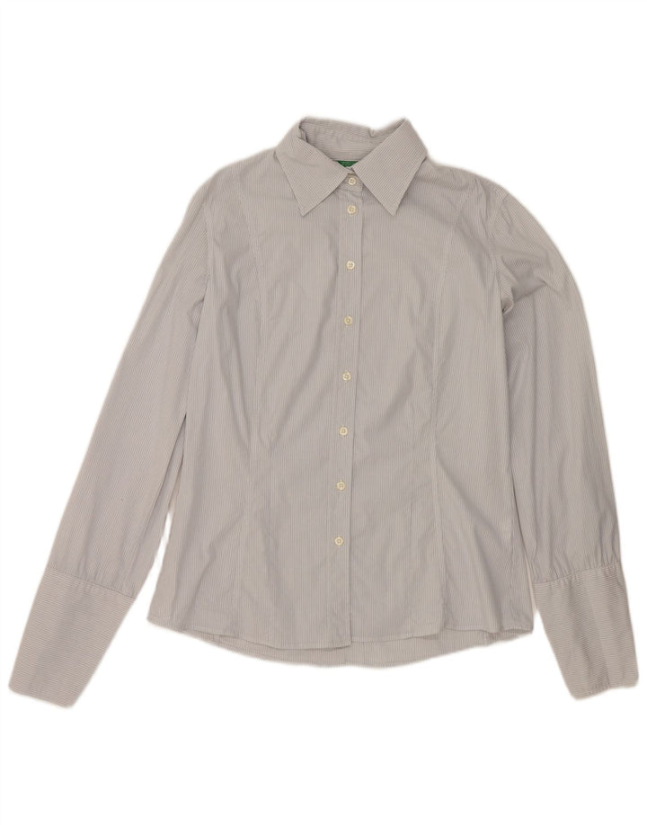 Benetton Formales Damenhemd UK 16 Large Blau gestreift