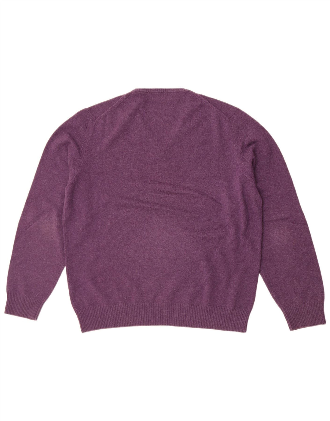 Massimo Dutti Herren-Pullover mit V-Ausschnitt, groß, violette Wolle
