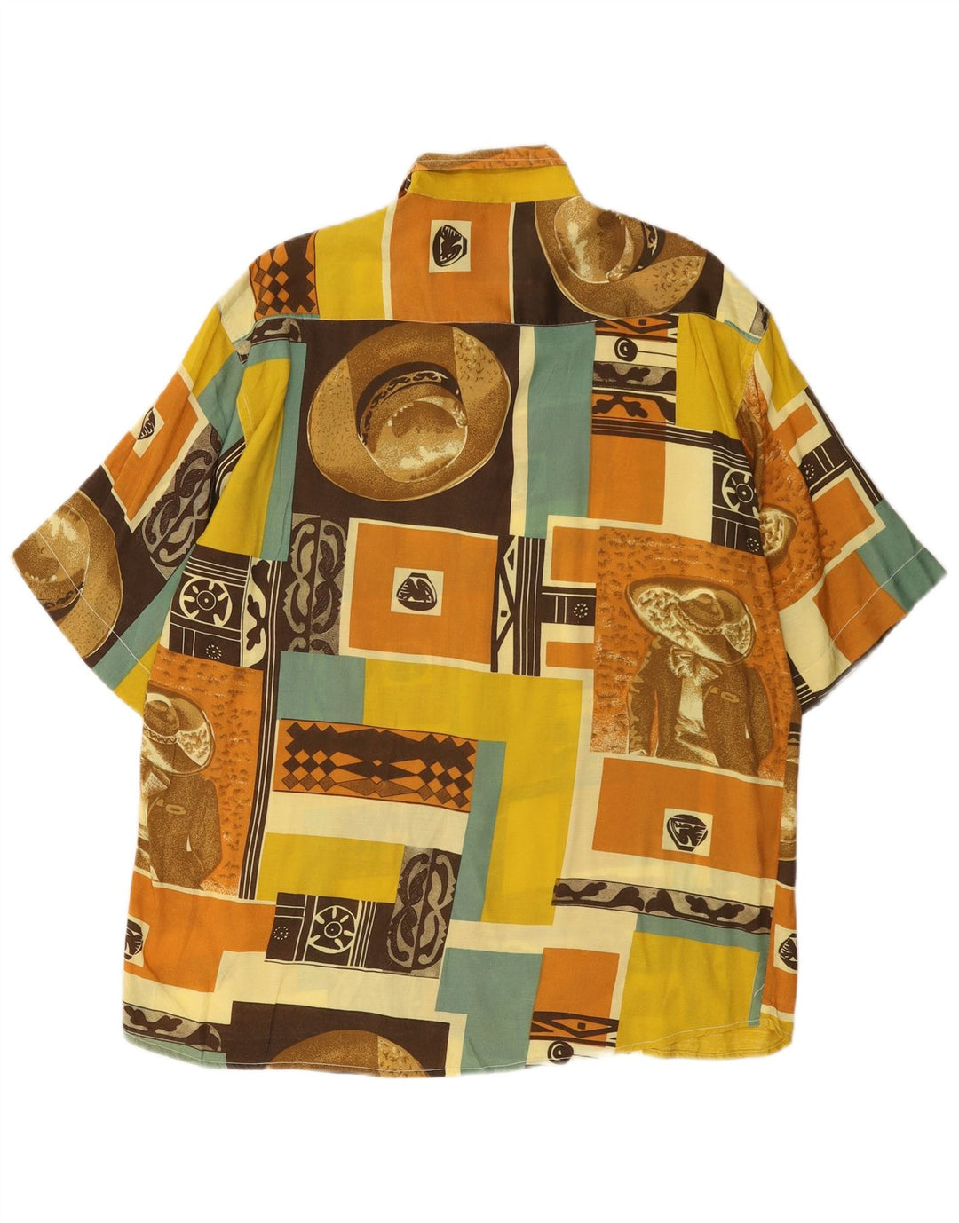 Cotton Club Herren-Hemd mit abstraktem Muster, kurzärmelig, groß, mehrfarbig