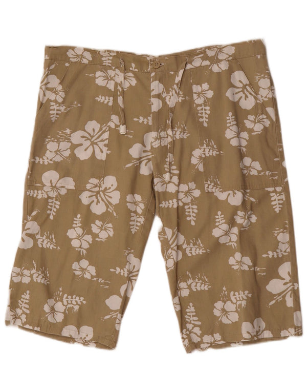 Terranova Damen Freizeitshorts IT 46 Large W44 Braun geblümte Baumwolle