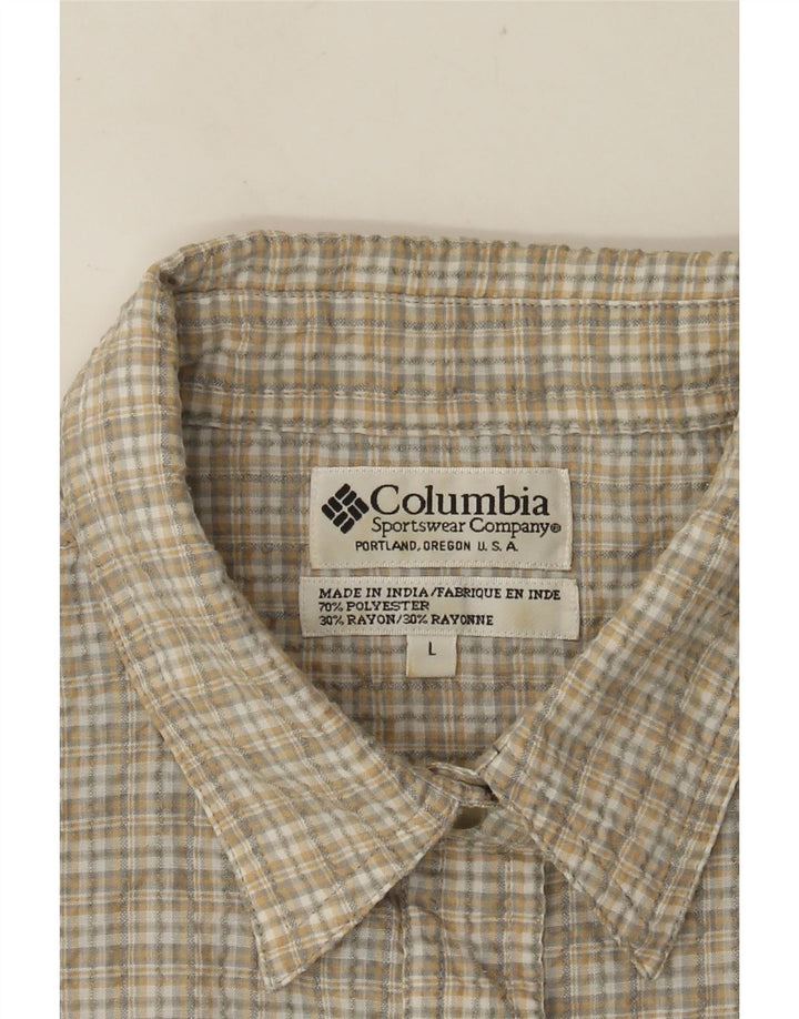 COLUMBIA Damen Kurzarmhemd UK 16 Large Beige Check Polyester