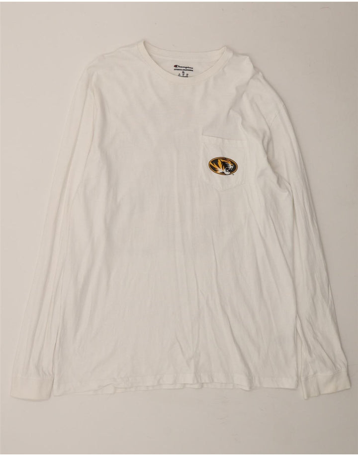 CHAMPION Mens Graphic Top Long Sleeve XL White Cotton Vintage Champion and Second-Hand Champion from Messina Hembry 