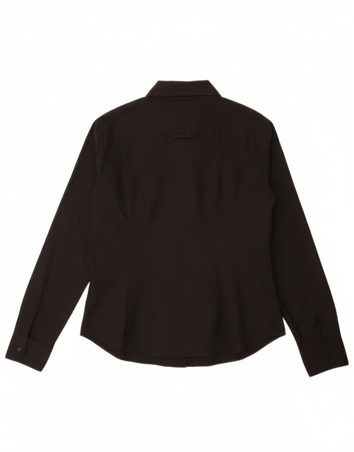 Sisley Damen-Hemd UK 14 Large aus schwarzer Baumwolle