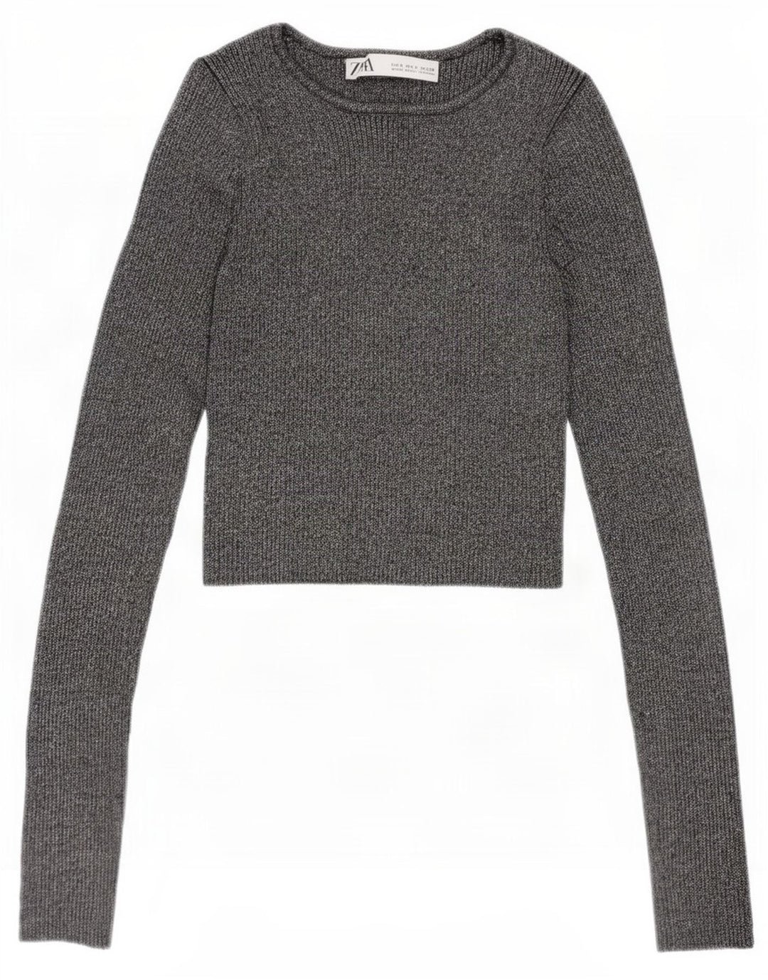 Zara Damen Crop Bluse Top UK 8 Small Silber meliert Viskose