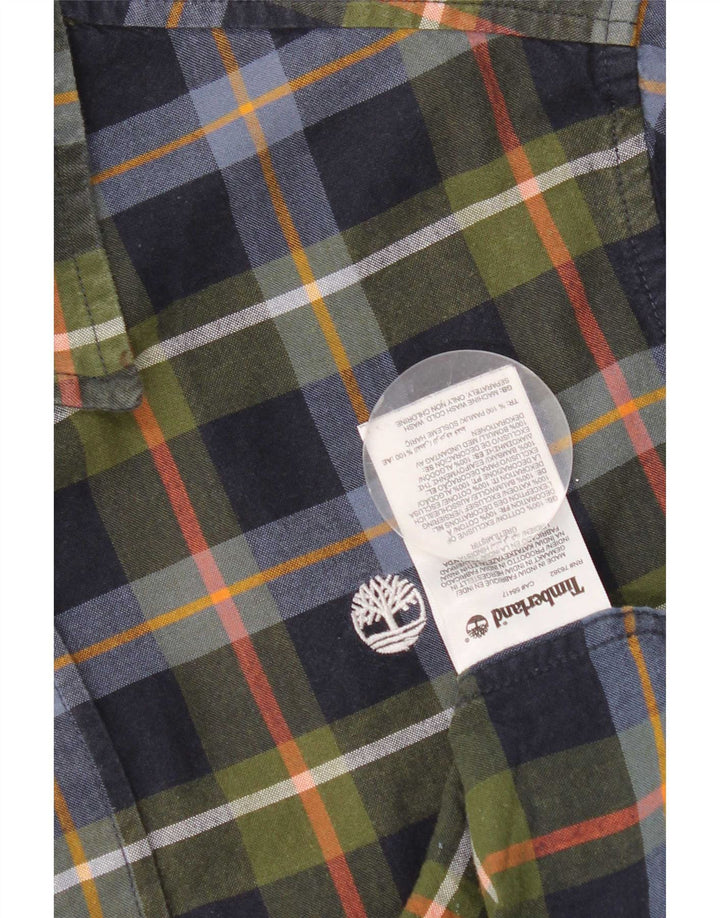 Timberland Herren-Kurzarmhemd aus mittelblauer, karierter Baumwolle