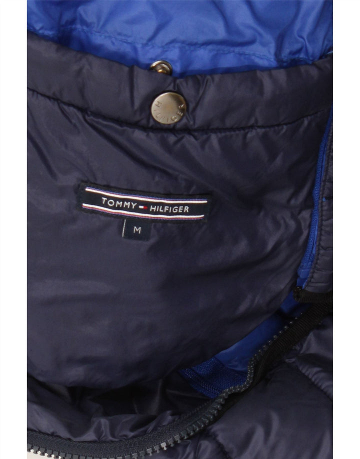 TOMMY HILFIGER Mens Hooded Padded Jacket UK 38 Medium Navy Blue Polyester Vintage Tommy Hilfiger and Second-Hand Tommy Hilfiger from Messina Hembry 