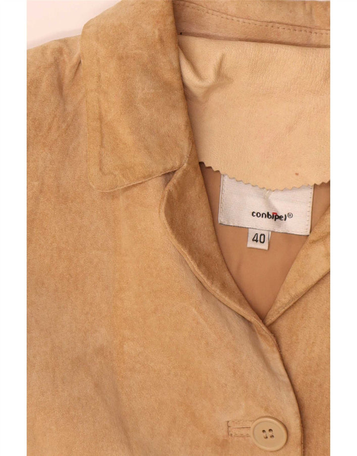 Conbipel Damen übergroße 4-Knopf-Wildleder-Blazer-Jacke IT 40 Small Beige