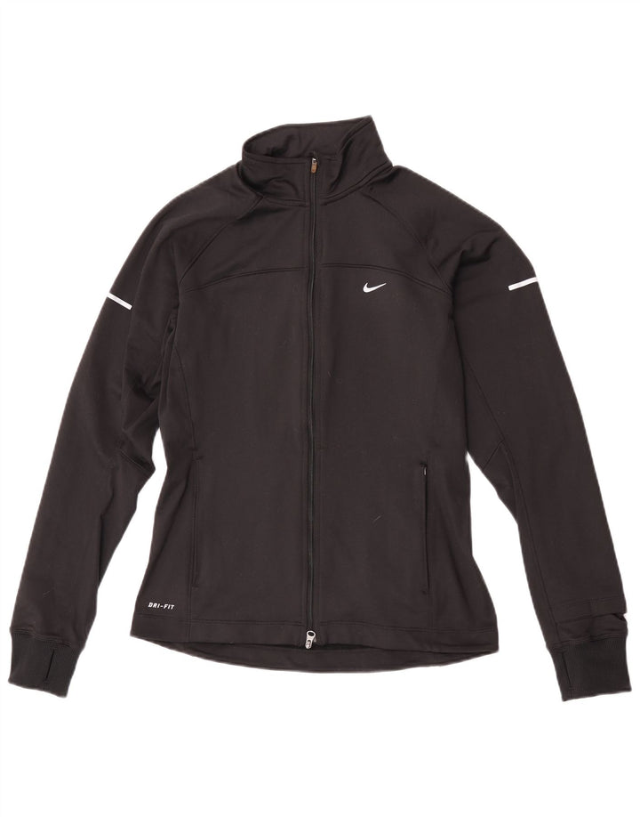 Nike Damen Dri Fit Trainingsanzug Top Jacke UK 10 Small Schwarz Polyester
