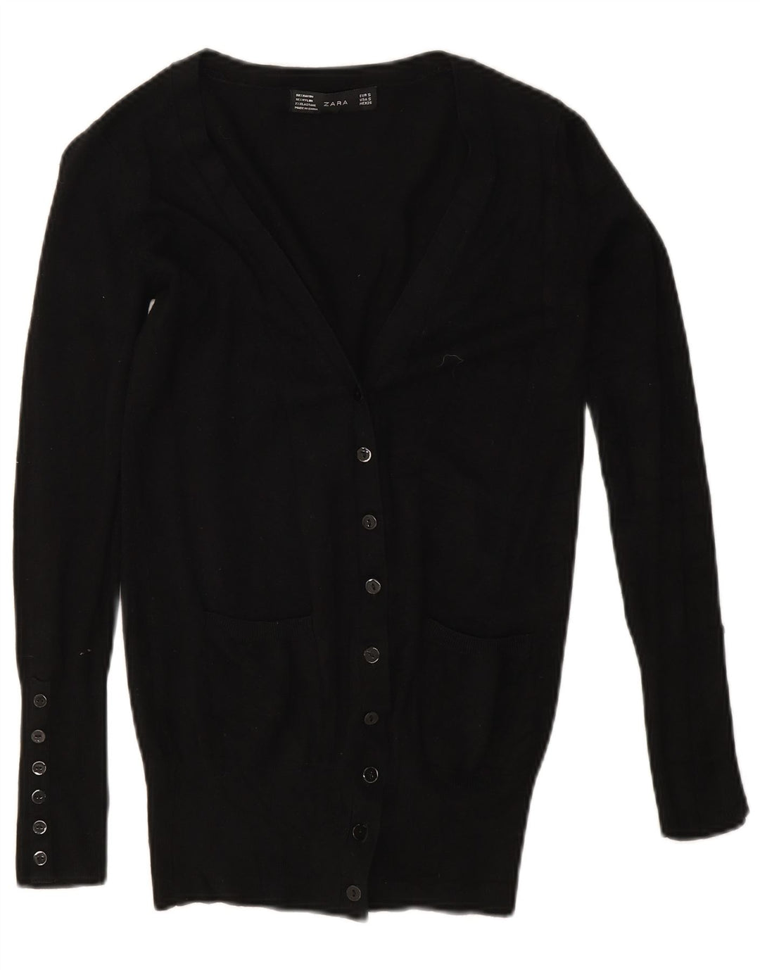 Zara Damen-Cardigan-Pullover UK 10 Small Schwarz Rayon