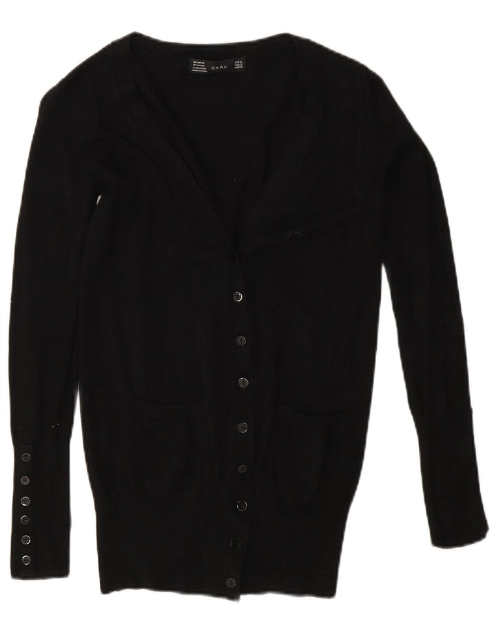 Zara Damen-Cardigan-Pullover UK 10 Small Schwarz Rayon