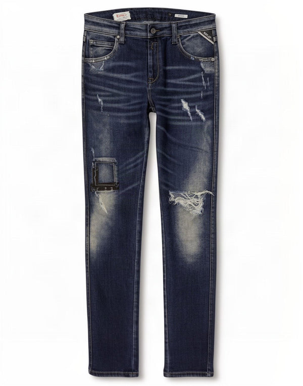 Replay Damen Katewin Distressed Skinny Jeans W25 L28 Blaue Baumwolle