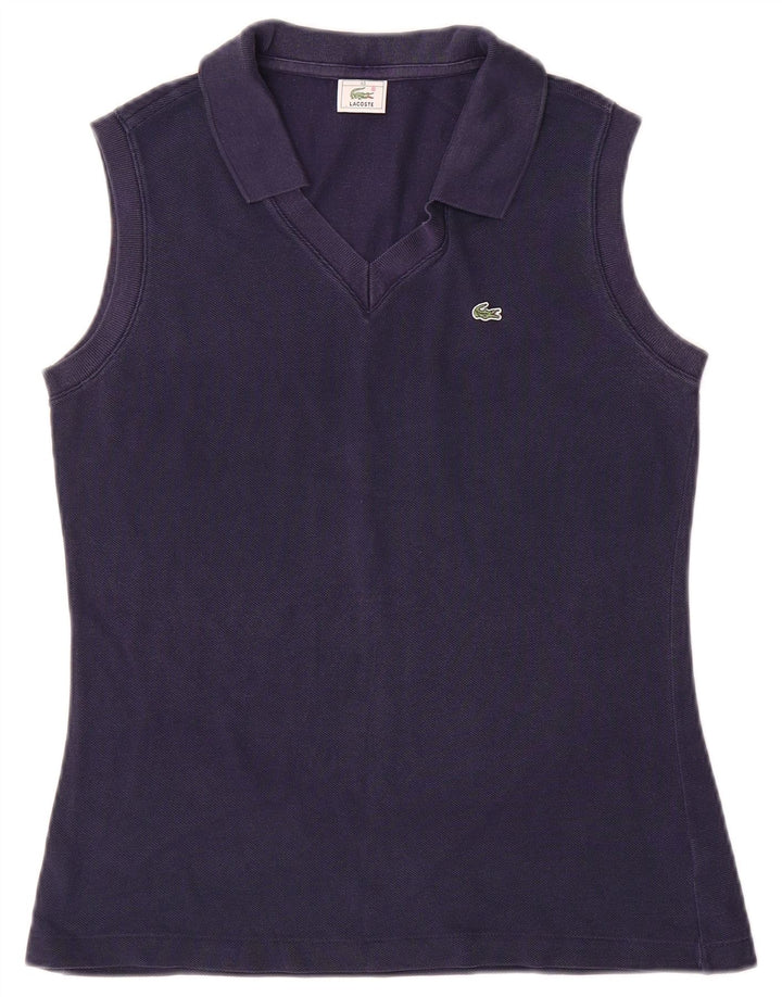 Ärmelloses Lacoste-Poloshirt für Damen, Größe 40, mittelmarineblaue Baumwolle