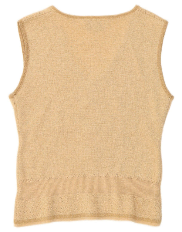 Vintage Damen Weste Tank Top IT 40/42 Kleine Beige Wolle