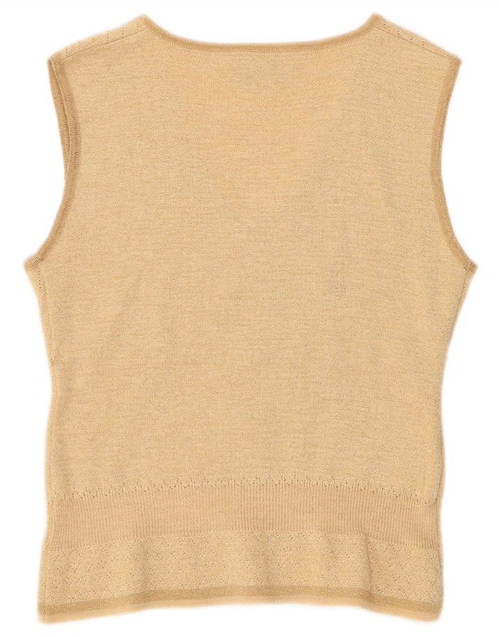 Vintage Damen Weste Tank Top IT 40/42 Kleine Beige Wolle