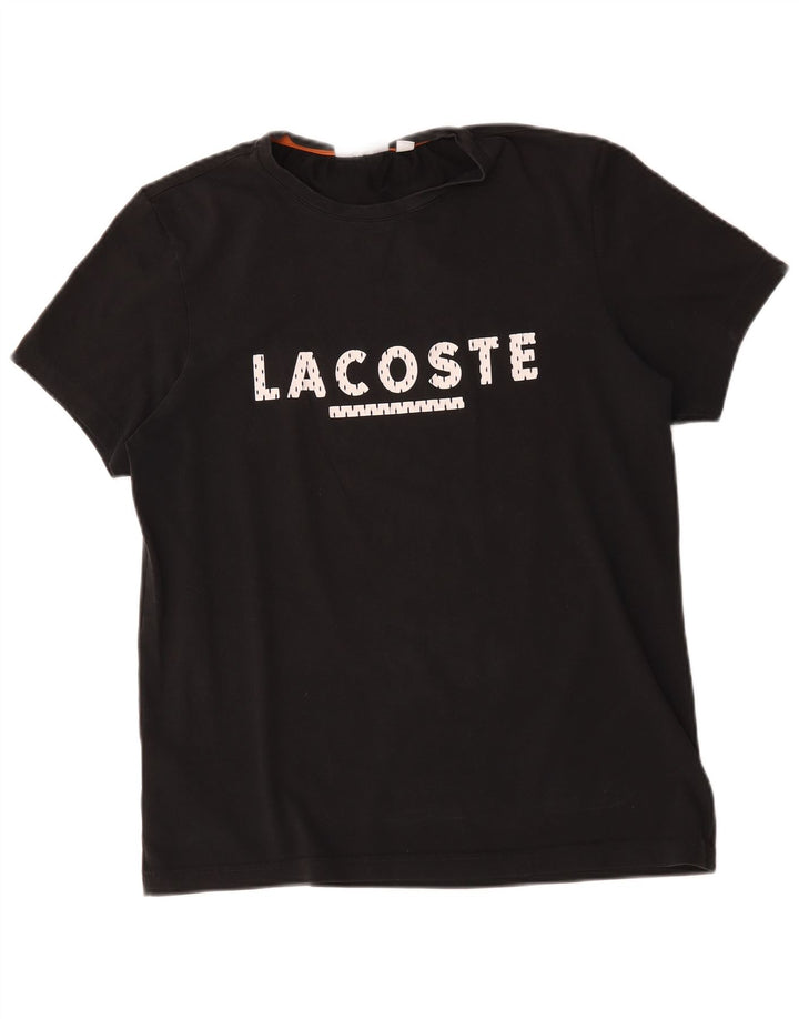 Lacoste Herren-T-Shirt mit Grafik, Größe 3, klein, schwarze Baumwolle