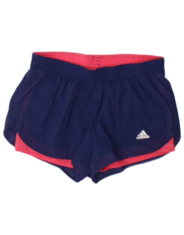 Adidas Damen Climalite Sport Shorts UK 10 Small Blau Polyester