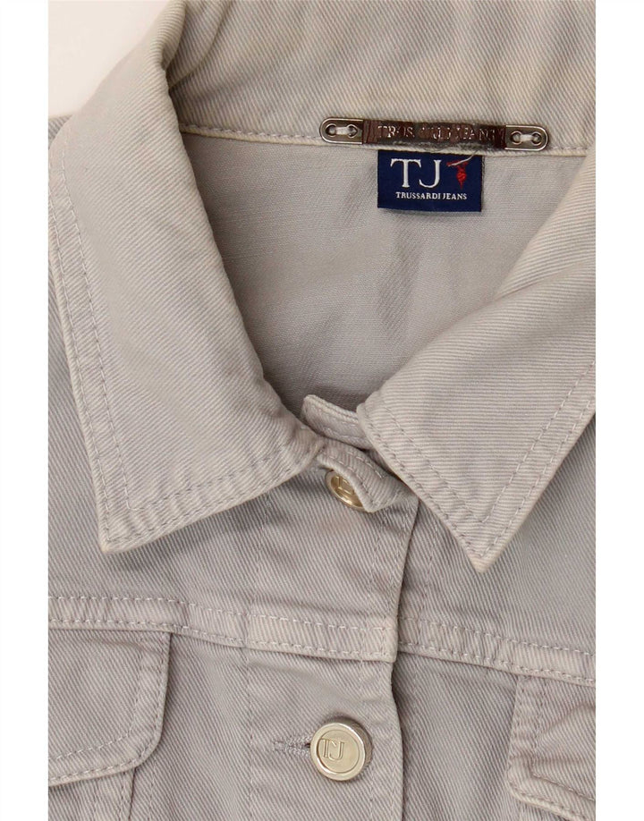 Trussardi Jeans Damen Crop Jeansjacke UK 12 Mittelgrau