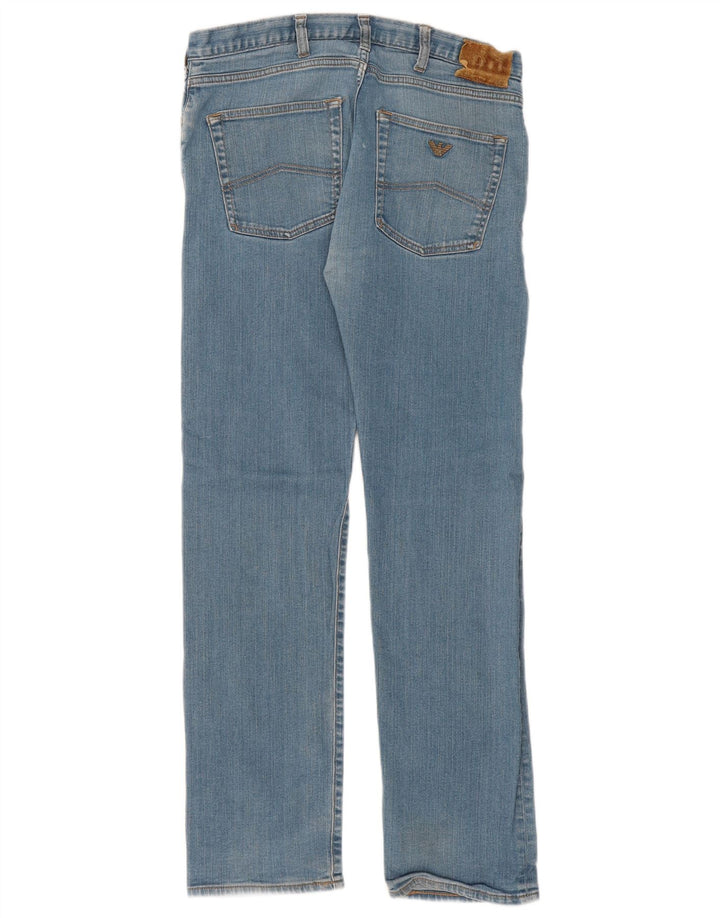 Armani Herren Straight Jeans W34 L32 Blaue Baumwolle