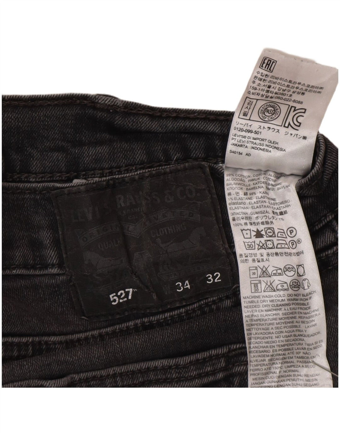 Levi's Herren 527 Bootcut Jeans W34 L32 Graue Baumwolle