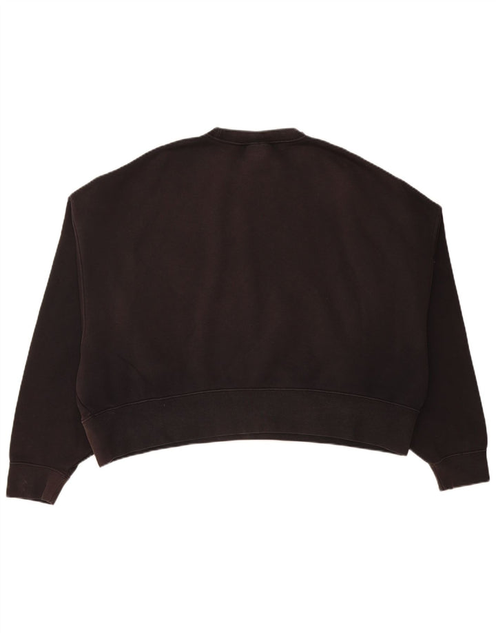 NIKE Womens Crop Oversized Sweatshirt Jumper UK 14 Medium Black Cotton