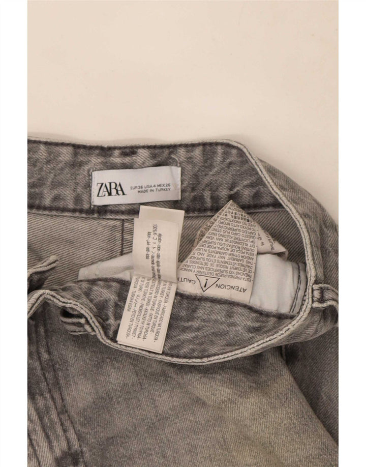 Zara Damen Bootcut Jeans EU 36 XS W26 L33 Graue Baumwolle
