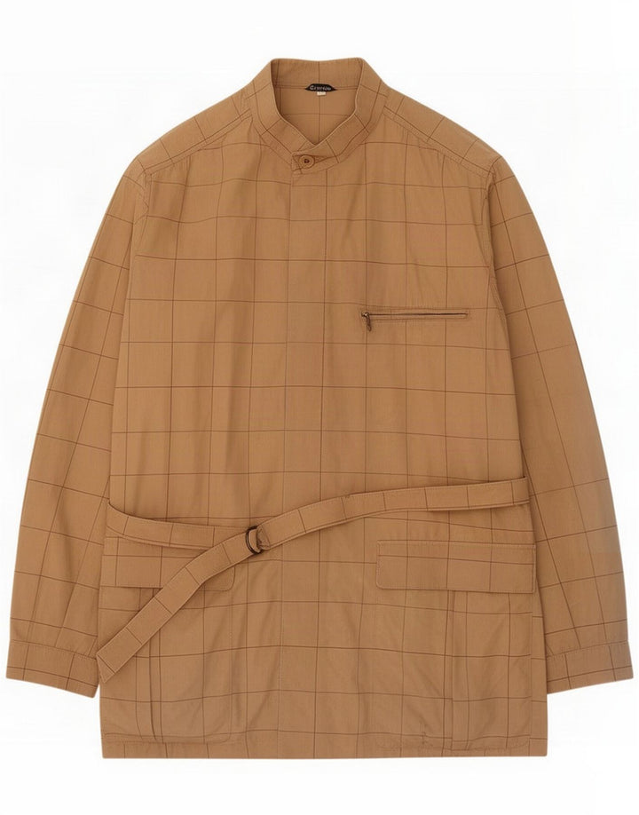 Breco's Herren-Utility-Jacke UK 40 Large Beige Plaid Cotton
