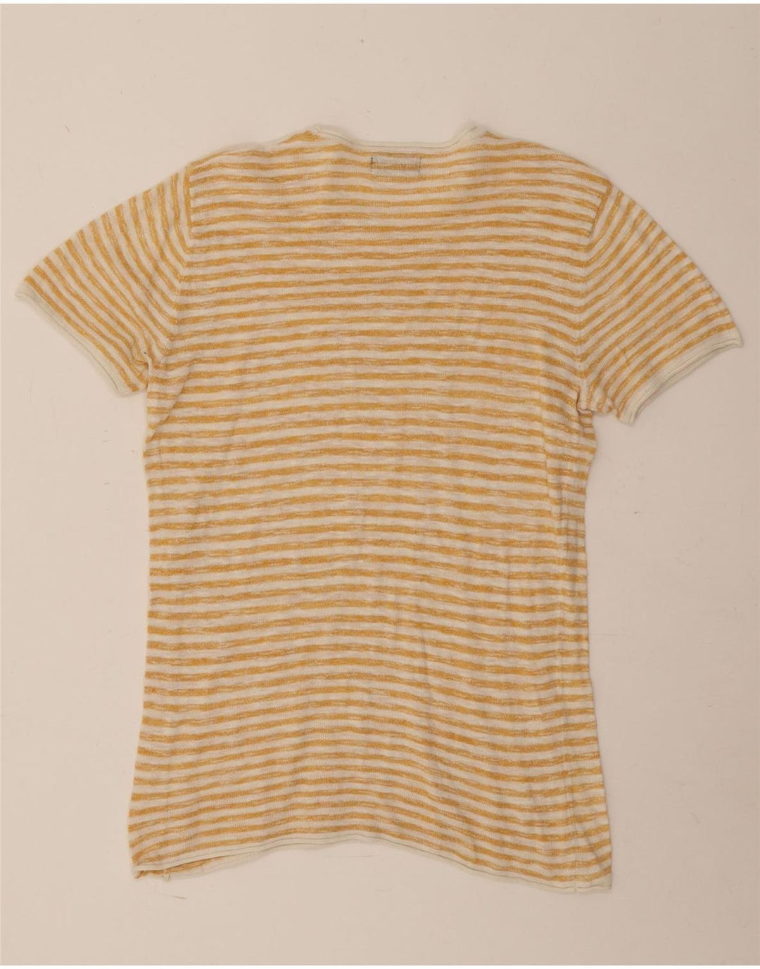 Zara Herren T-Shirt Top Small Gelb gestreift