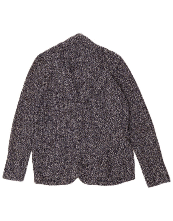 Zara Jungen-Strickblazer mit 2 Knöpfen, 13–14 Jahre, blau gesprenkelte Baumwolle