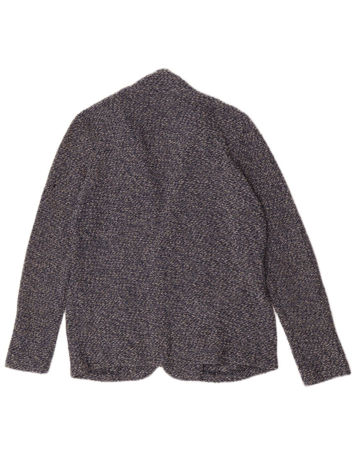 Zara Jungen-Strickblazer mit 2 Knöpfen, 13–14 Jahre, blau gesprenkelte Baumwolle