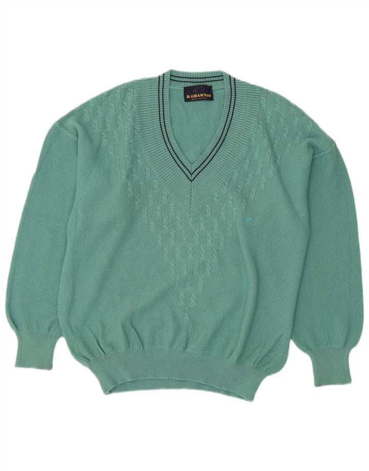 Il Granchio Herren-Pullover mit V-Ausschnitt in Mittelgrün