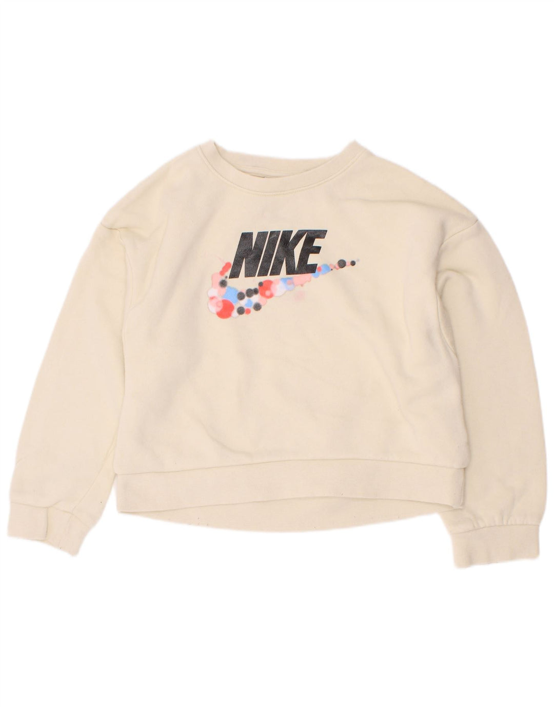 Nike Mädchen-Sweatshirt mit Grafik, 5–6 Jahre, mittelbeige Baumwolle
