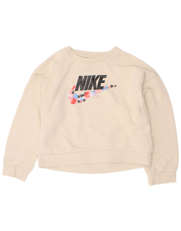 Nike Mädchen-Sweatshirt mit Grafik, 5–6 Jahre, mittelbeige Baumwolle