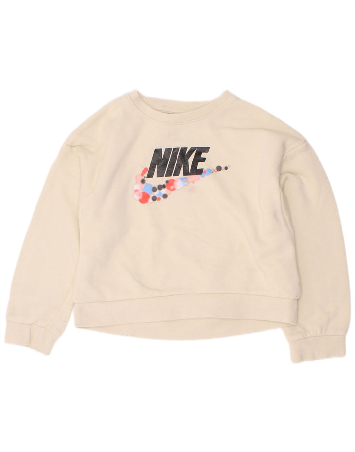 Nike Mädchen-Sweatshirt mit Grafik, 5–6 Jahre, mittelbeige Baumwolle