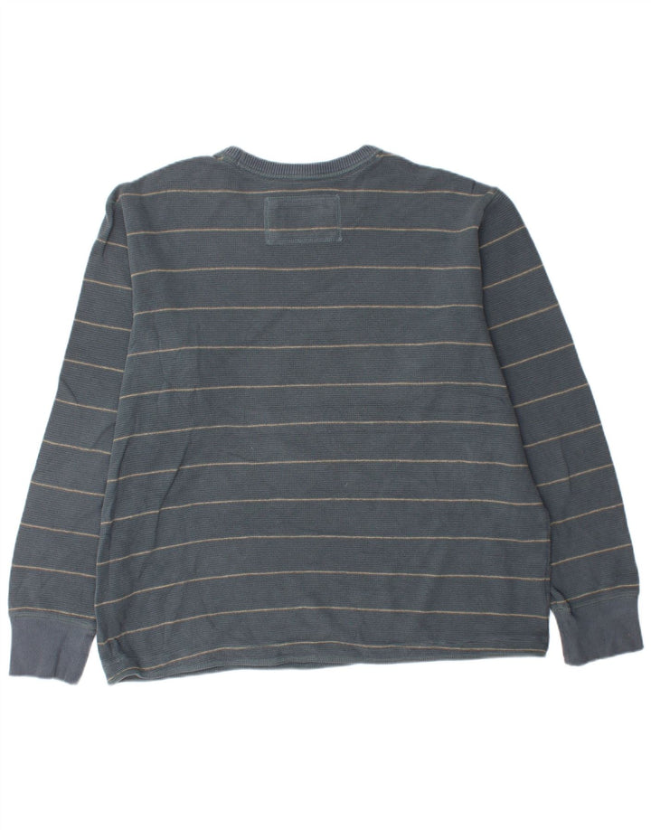 EDDIE BAUER Herren Top Langarm XL Blau gestreift Baumwolle