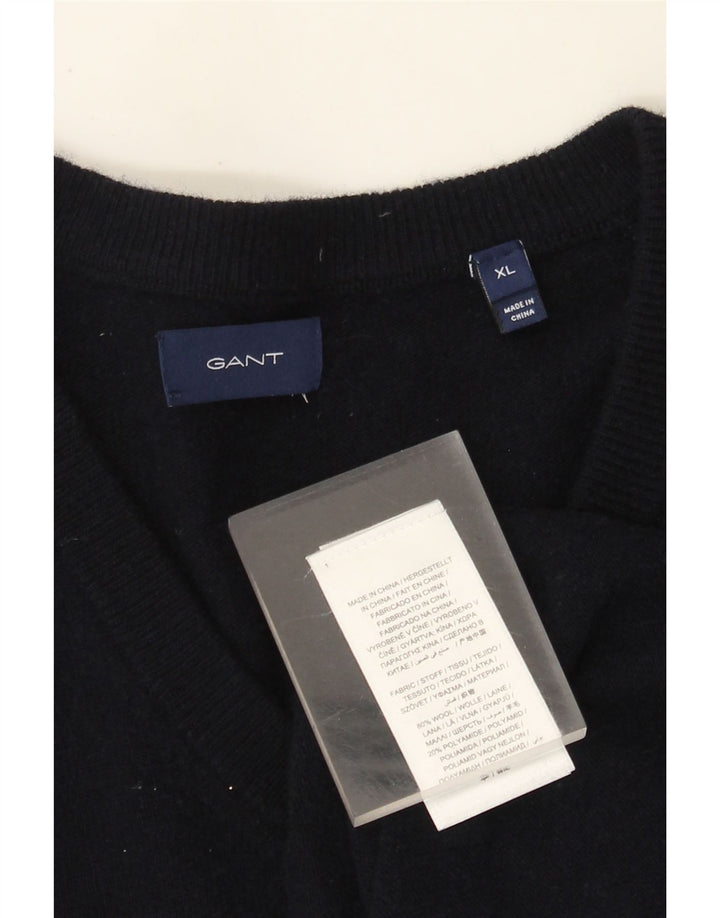 Gant Herren-Pullover mit V-Ausschnitt, XL, marineblaue Wolle