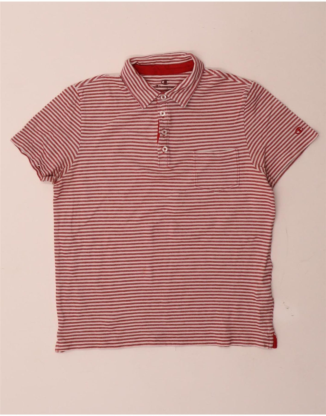 Champion Herren-Poloshirt, groß, rot gestreift, Baumwolle