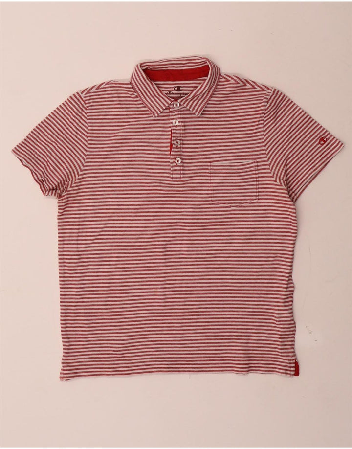 Champion Herren-Poloshirt, groß, rot gestreift, Baumwolle