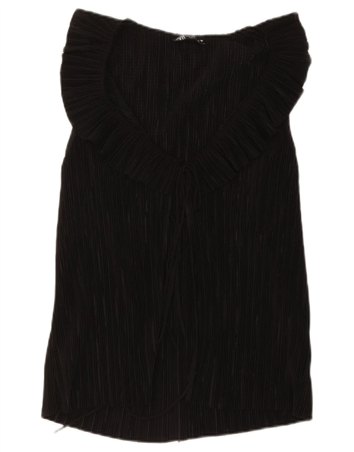 Ärmelloses Blusenoberteil für Damen von Zara, UK 12, Mittelschwarz, Polyester