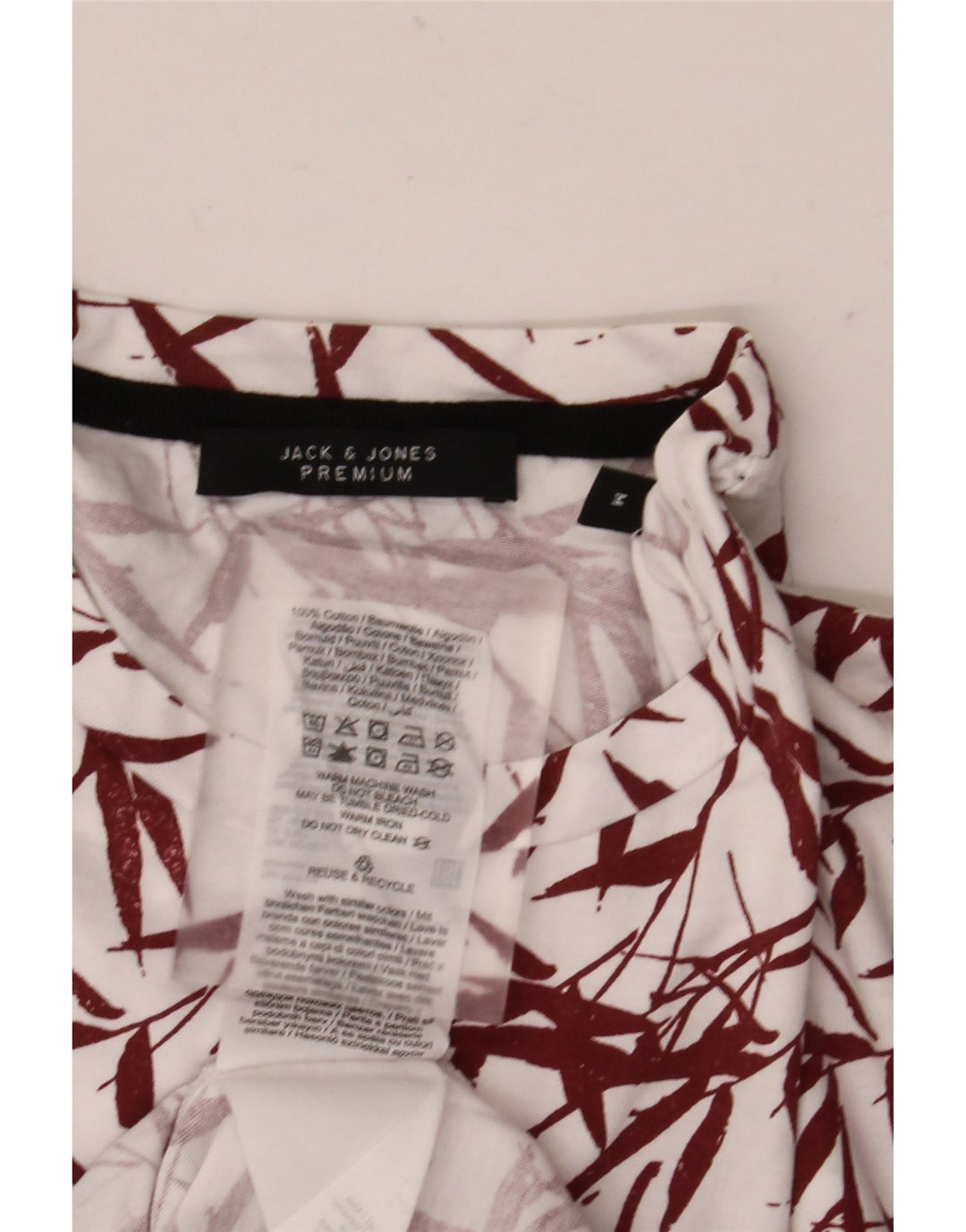 Jack & Jones Herren-T-Shirt-Oberteil aus mittelweißer, geblümter Baumwolle