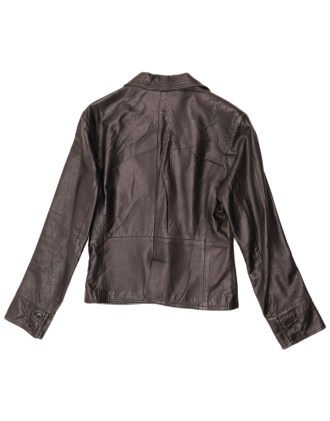 VINTAGE Damen 2-Knopf-Lederblazer IT 44 Mittelschwarzes Leder