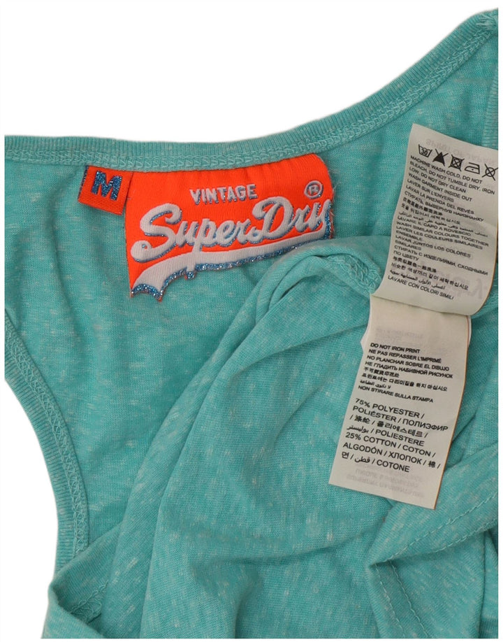 Superdry Damen Grafik-Trägershirt UK 14 Mitteltürkis meliertes Polyester