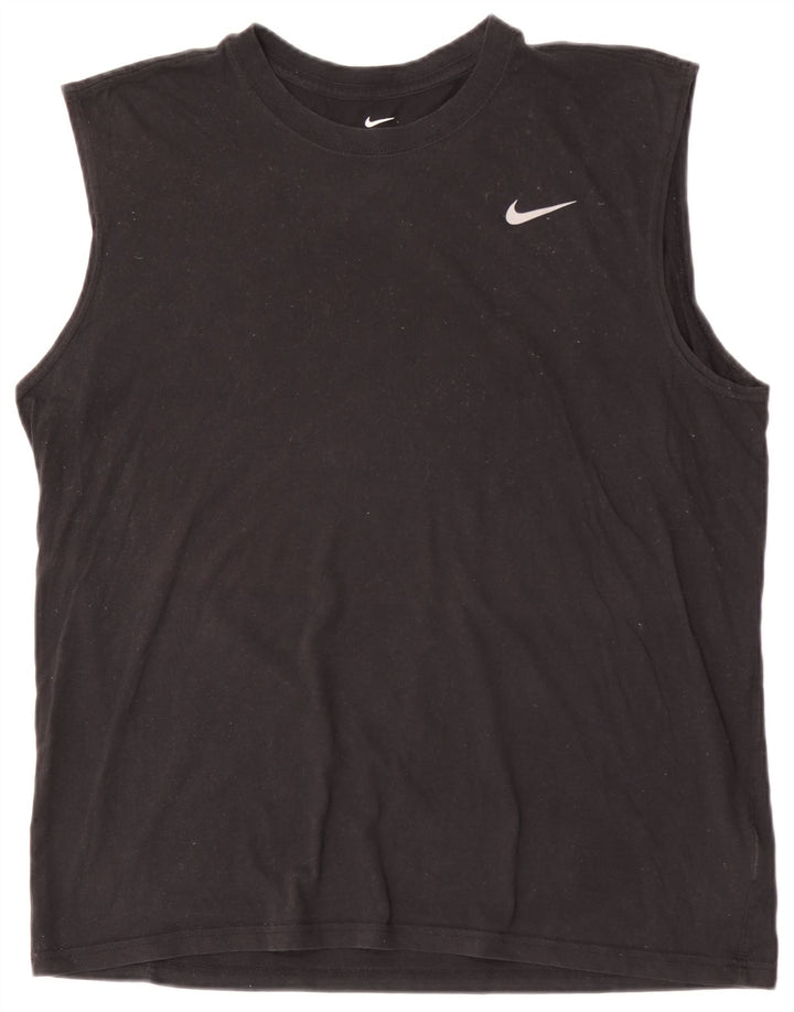NIKE Herren Dri Fit Weste Top XL Schwarz Baumwolle