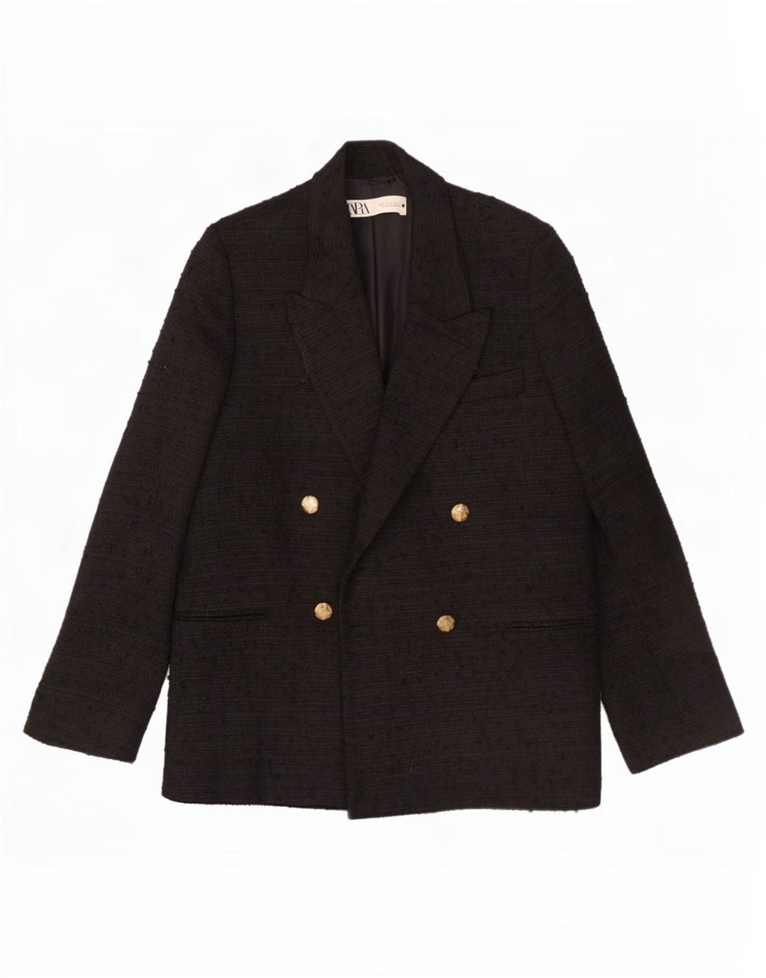 Zweireihiger Herren-Blazer von Zara, Gr. 36, Größe S, schwarz geflecktes Polyester