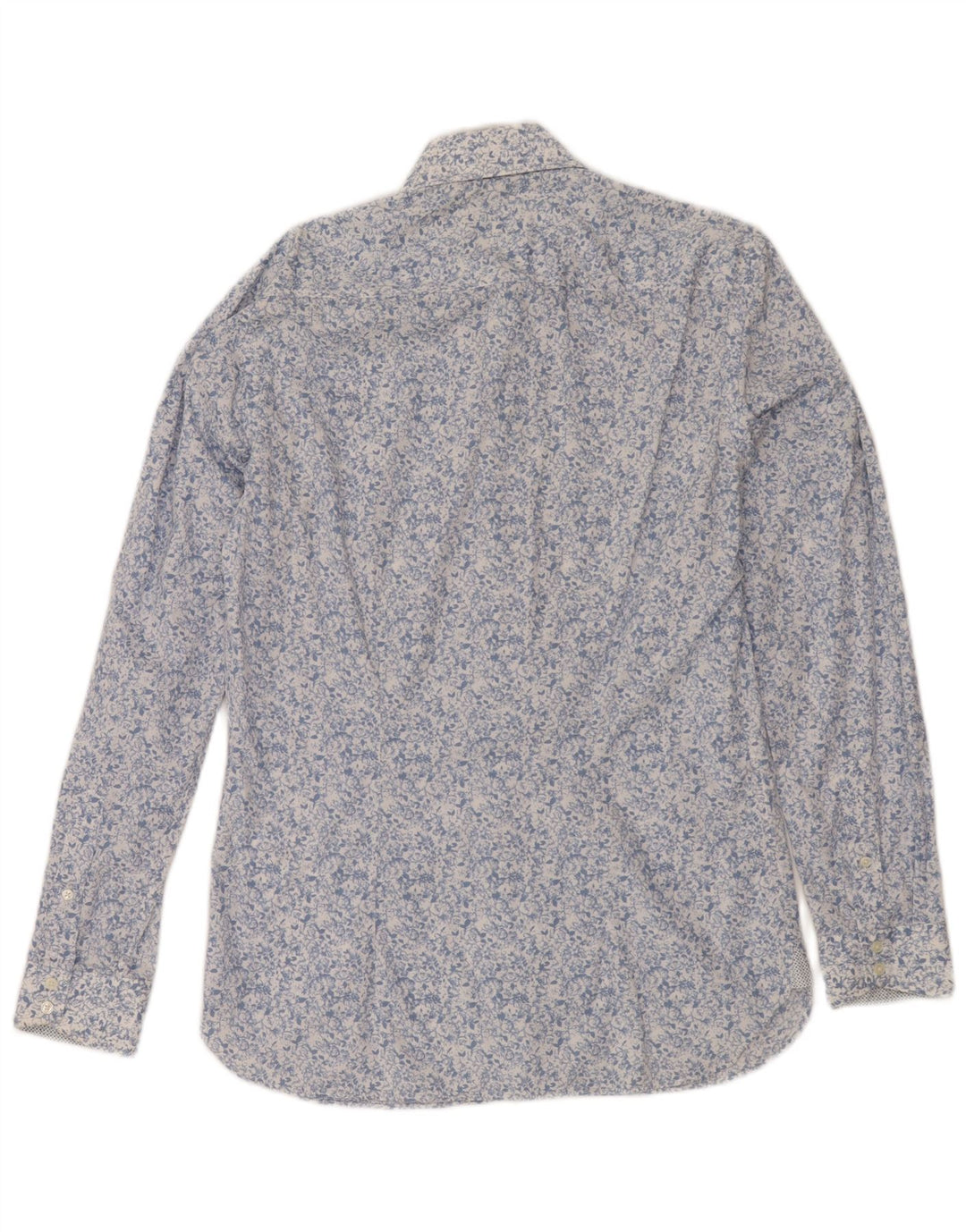 Ted Baker Herrenhemd, Größe 15, mittelblaue Baumwolle mit Blumenmuster
